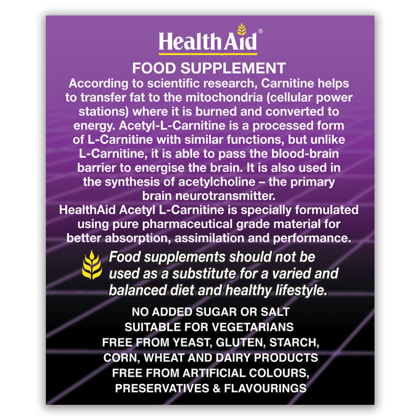 HealthAid Acetyl-L-Carnitine 550mg Tablets
