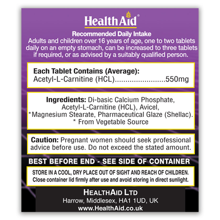 HealthAid Acetyl-L-Carnitine 550mg Tablets
