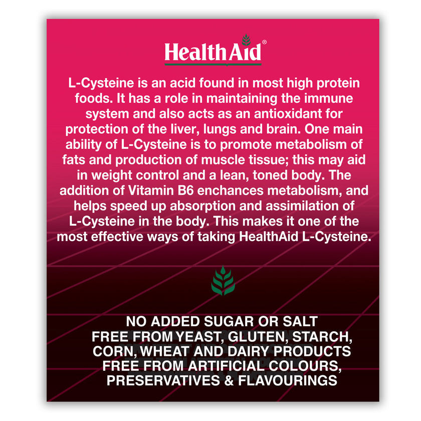 HealthAid L-Cysteine 550mg + Vitamin B6 Tablets