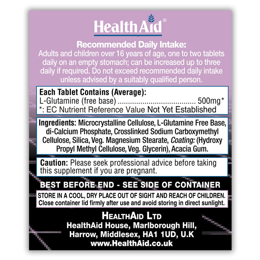 HealthAid L-Glutamine 500mg + Vitamin B6 Tablets