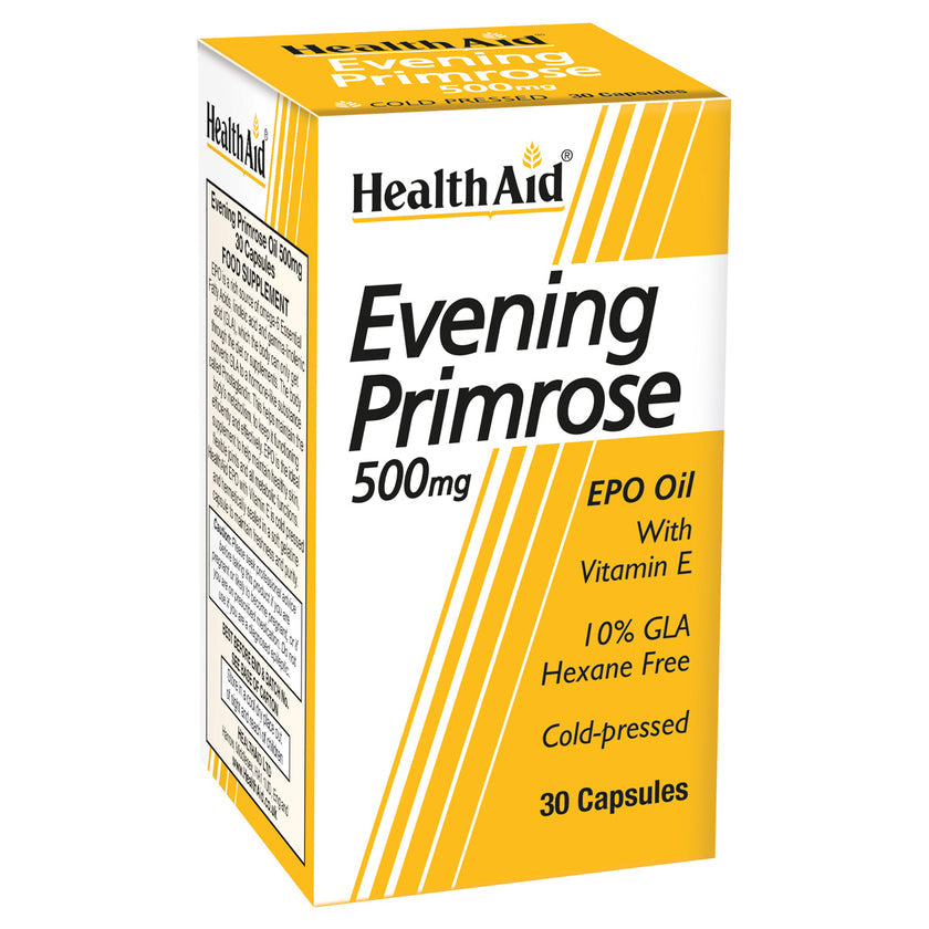 HealthAid Evening Primrose Oil 500mg + Vitamin E Capsules