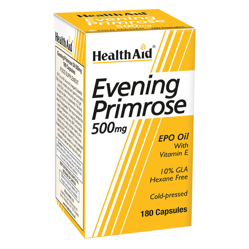 HealthAid Evening Primrose Oil 500mg + Vitamin E Capsules