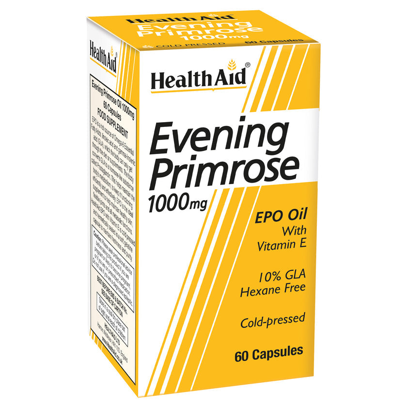HealthAid Evening Primrose Oil 1000mg + Vitamin E Capsules