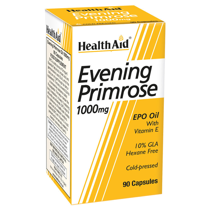 HealthAid Evening Primrose Oil 1000mg + Vitamin E Capsules