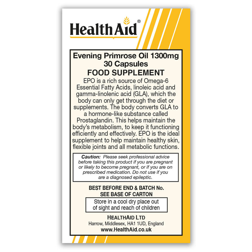 HealthAid Evening Primrose Oil 1300mg Capsules