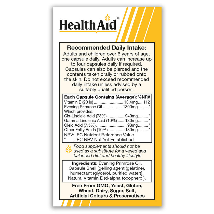 HealthAid Evening Primrose Oil 1300mg Capsules