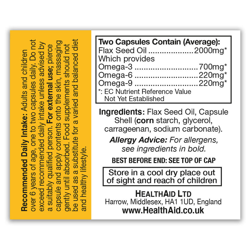 HealthAid Flaxseed Oil 1000mg Capsules