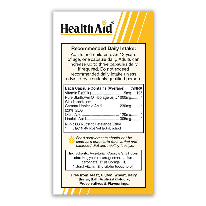HealthAid Starflower Oil 1000mg (23% GLA) Capsules