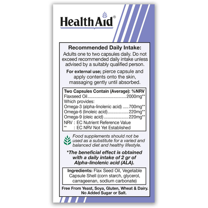 HealthAid Vegan Omega 3 - 6 - 9 Capsules