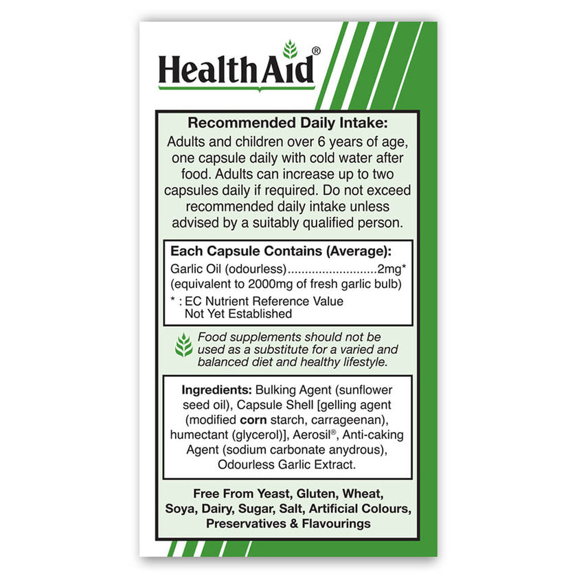 HealthAid Garlic Oil 2mg Odourless Vegicaps