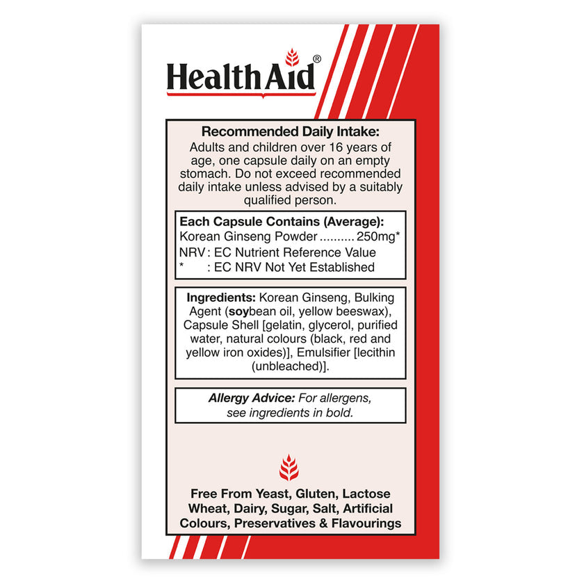 HealthAid Korean Ginseng 250mg Capsules