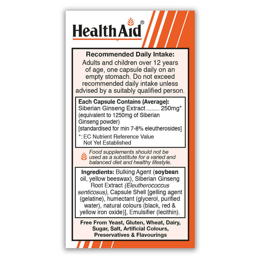 HealthAid Siberian Ginseng 250mg Capsules