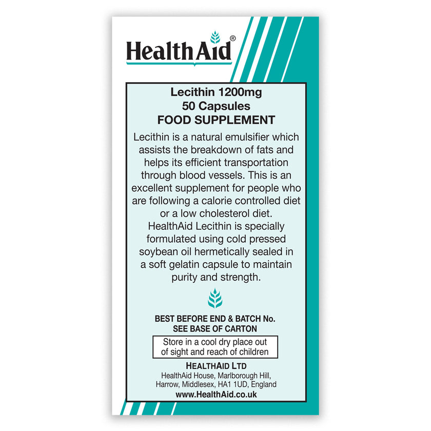 HealthAid Lecithin 1200mg (unbleached) Capsules