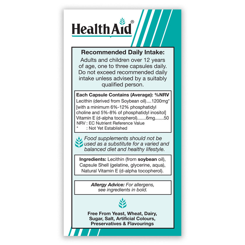 HealthAid Lecithin 1200mg (unbleached) Capsules