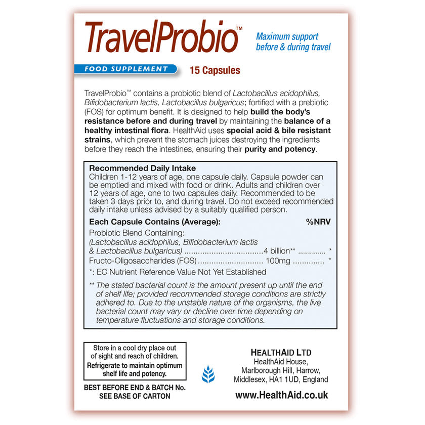 HealthAid TravelProbio 15's Vegicaps