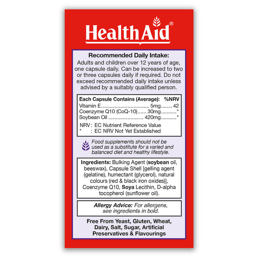 HealthAid Conergy CoQ-10 30mg +Vit E Capsules