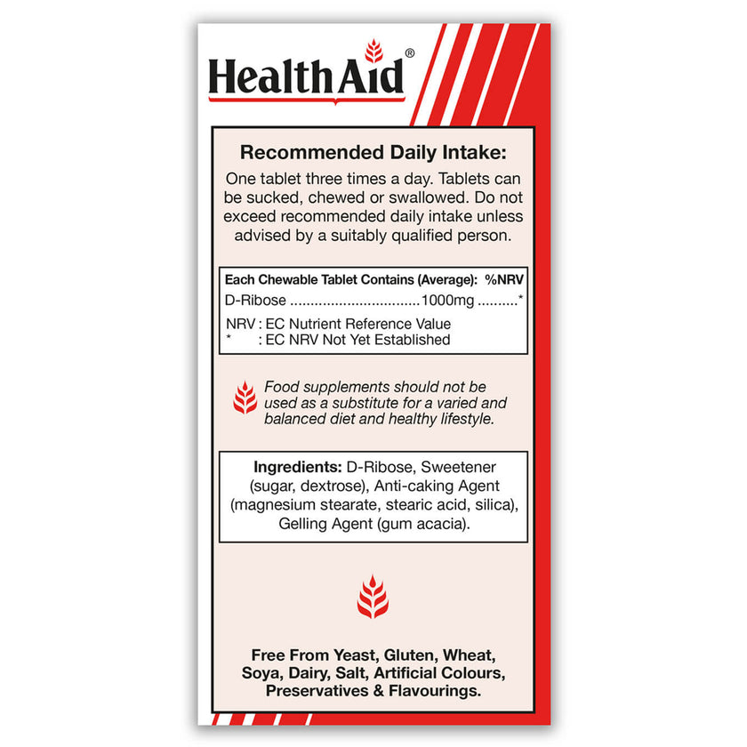 HealthAid D-Ribose 1000mg Tablets