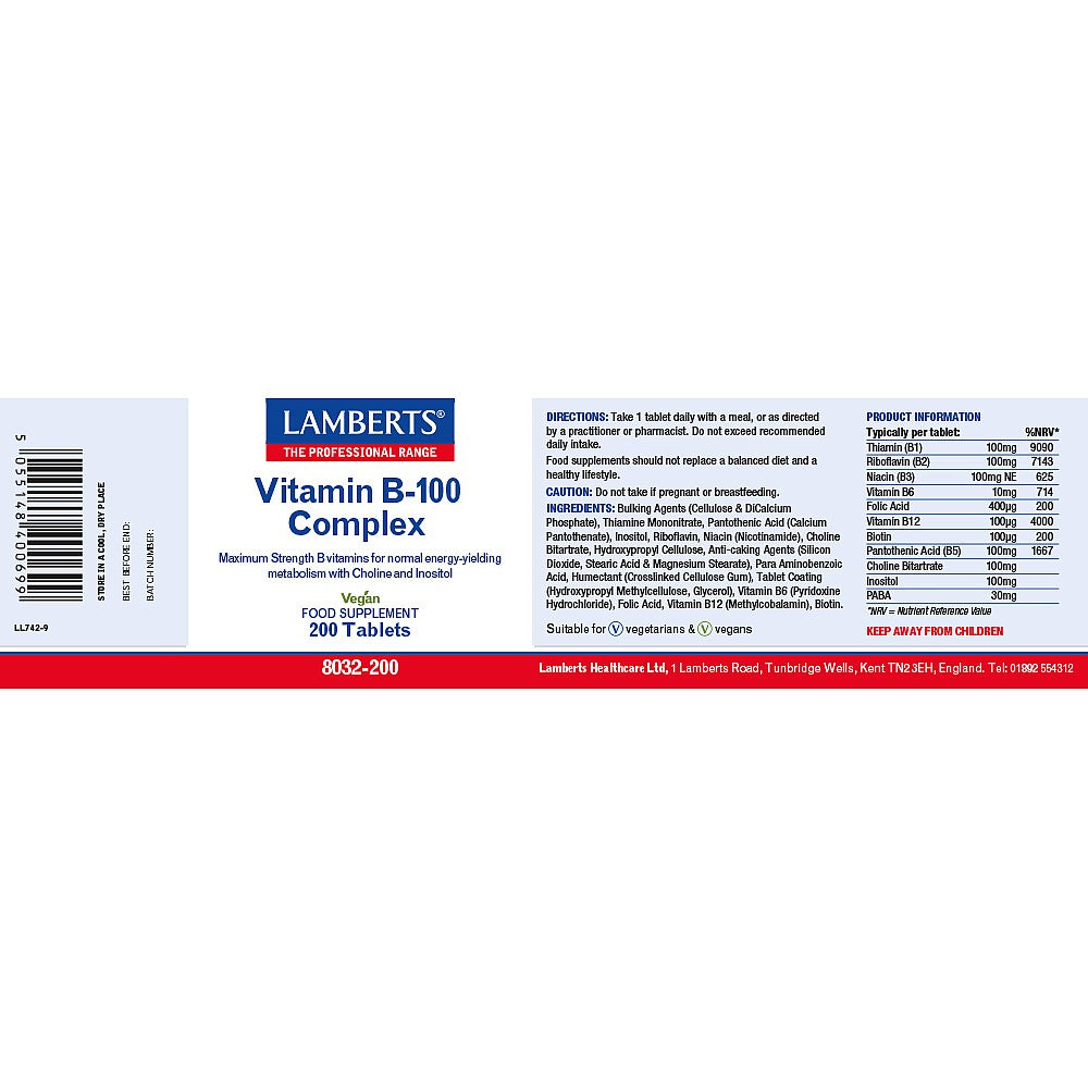 Lamberts Vitamin B-100 Complex Tablets
