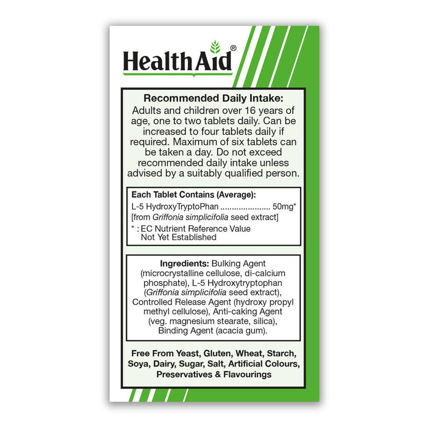 HealthAid 5 Hydroxytryptophan (5-HTP) 50mg - Prolonged Release Tablets