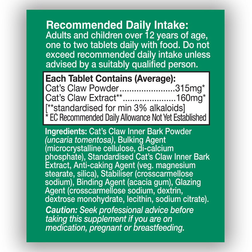 HealthAid Cat's Claw - 475mg Equivalent Tablets