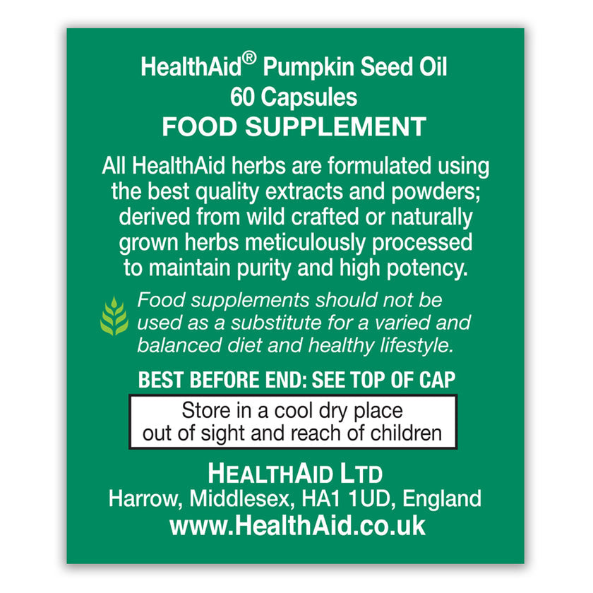 HealthAid Pumpkin Seed Oil 1000mg Capsules