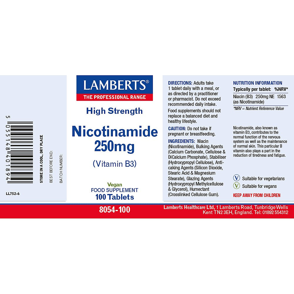 Lamberts Nicotinamide (B3) 250mg