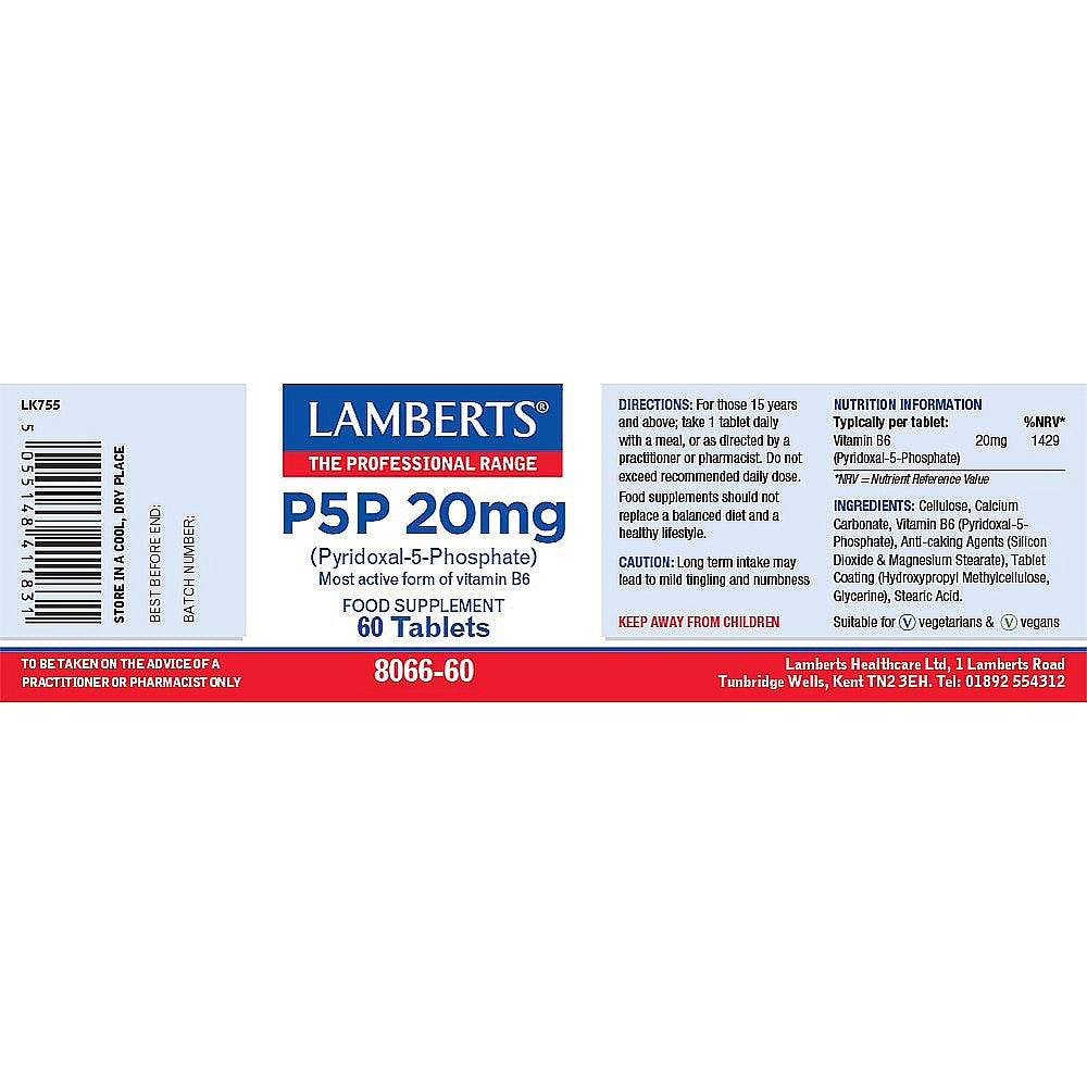 Lamberts P5P 20mg 60 tablets