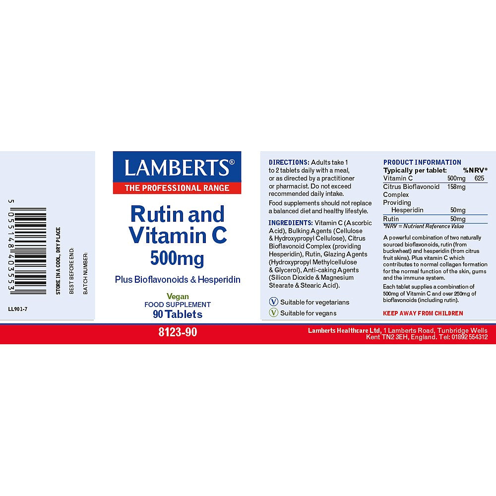 Lamberts Rutin & Vitamin C 500mg 90 tablets