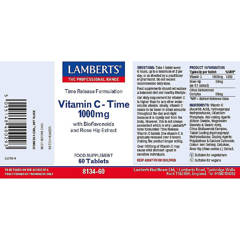 Lamberts Time Release Vitamin C 1000mg Tablets