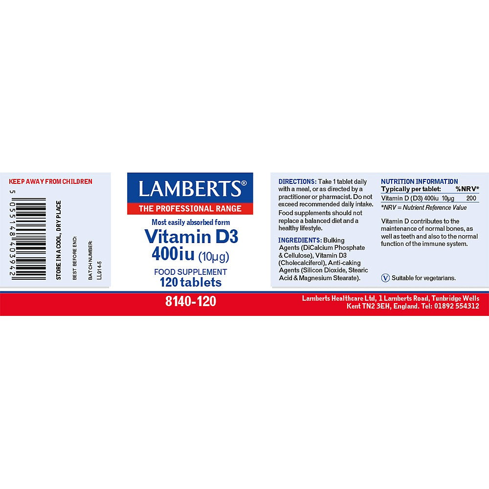 Lamberts Vitamin D 400iu (10µg)