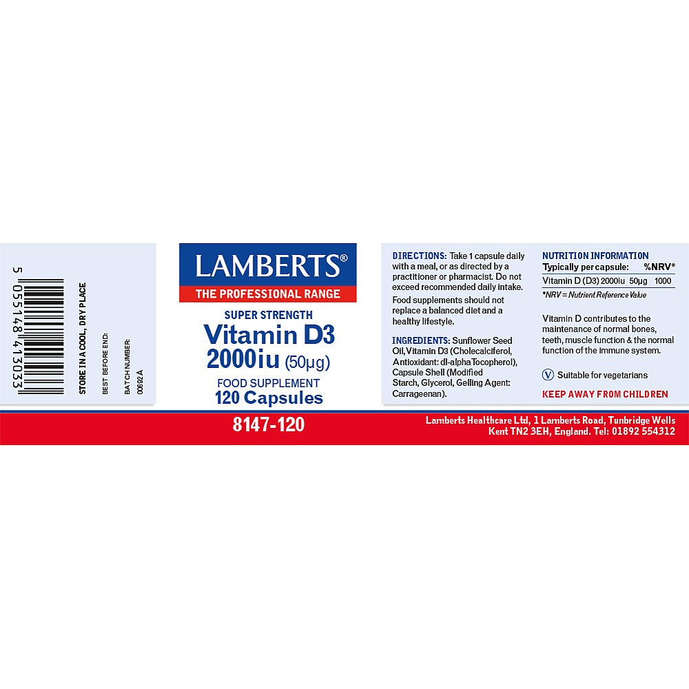 Lamberts Vitamin D3 2000iu 120 capsules