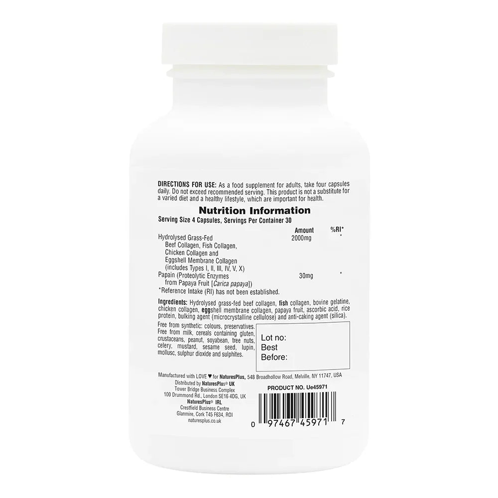 NaturesPlus Collagen Peptides 120 Capsules image 1