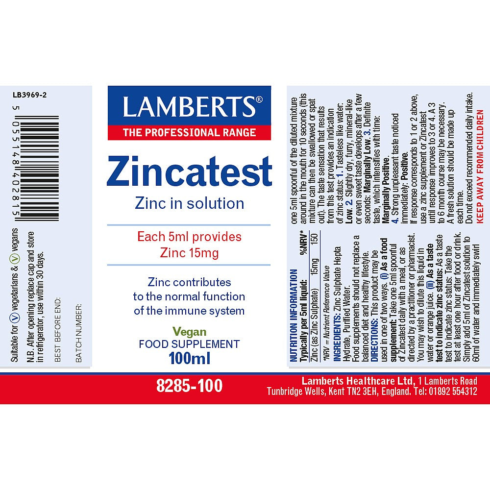 Lamberts Zincatest 100ml liquid