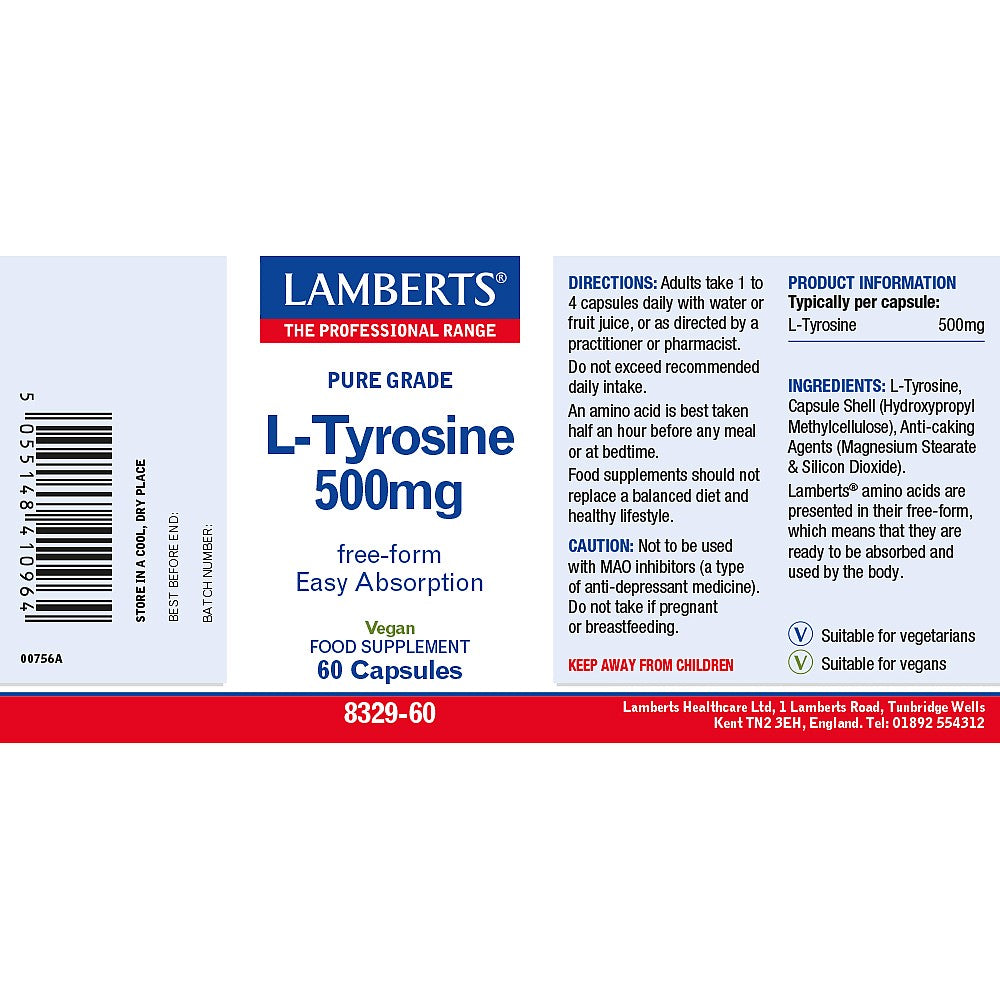 Lamberts L-Tyrosine 500mg 60 capsules