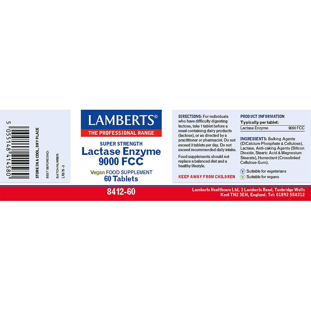 Lamberts Lactase Enzyme 9000 FCC 60 tablets