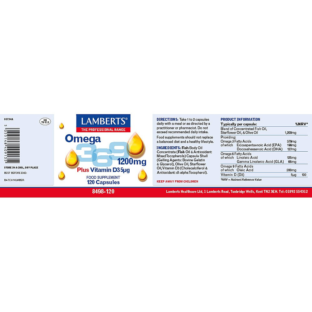 Lamberts Omega 3,6,9 1200mg 120 capsules