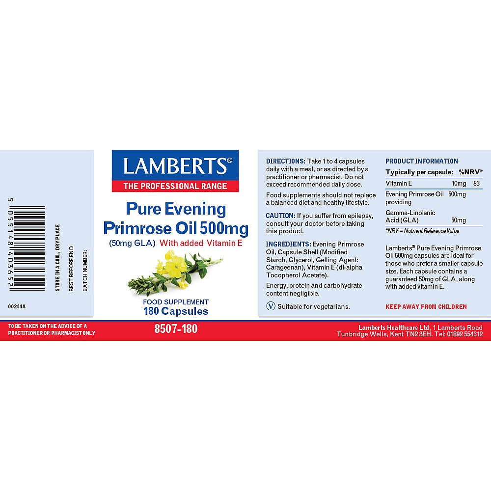 Lamberts Pure Evening Primrose Oil 500mg 180 capsules