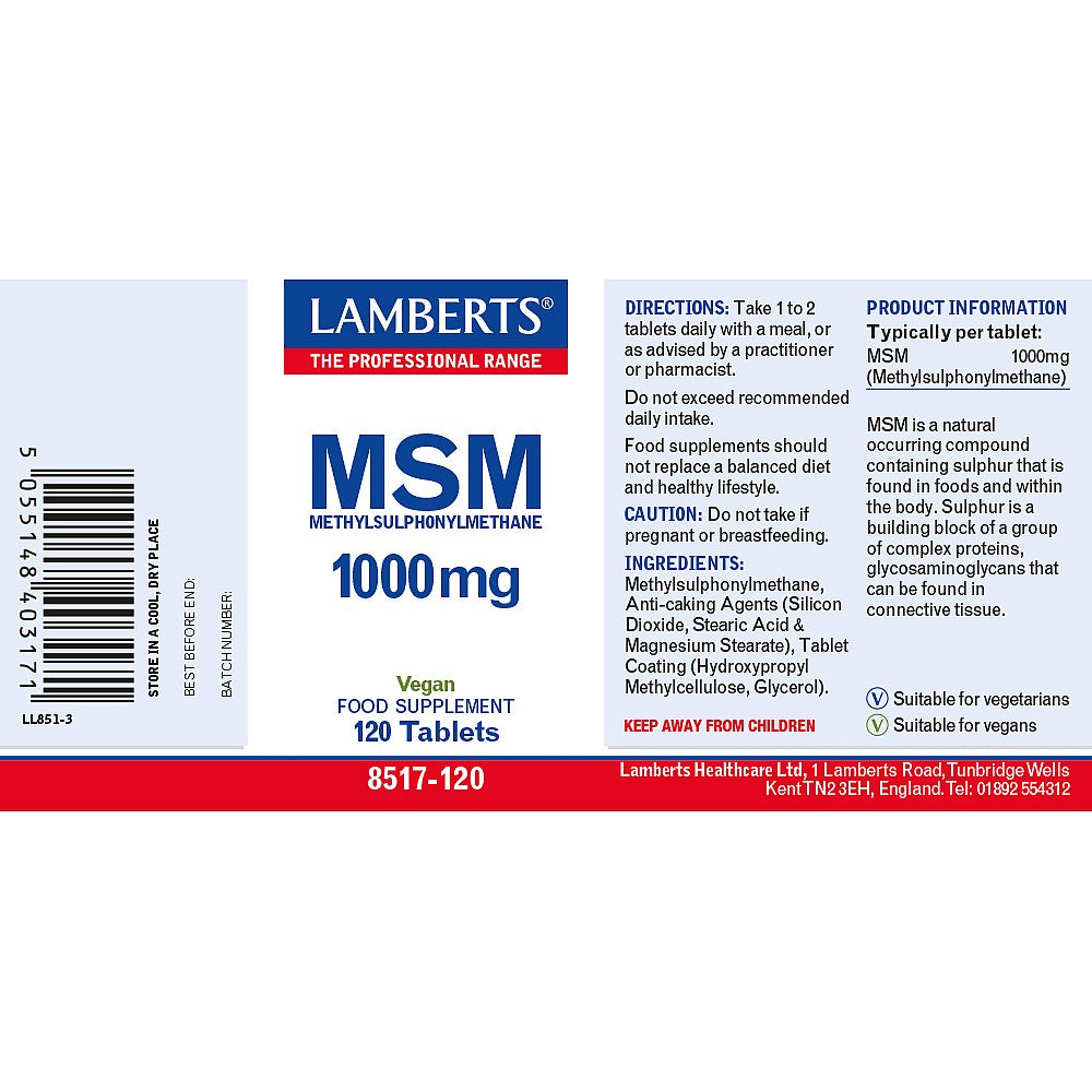 Lamberts MSM 1000mg 120 tablets