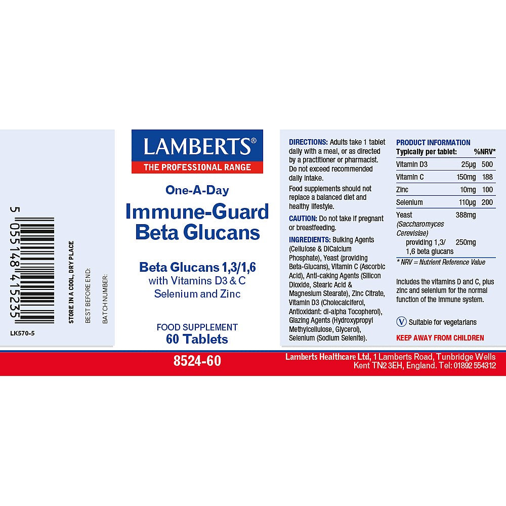 Lamberts Immune-Guard Beta Glucans – 250mg 1,3/1,6 beta glucans