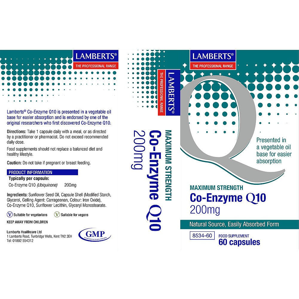 Lamberts Co-Enzyme Q10 200mg 60 Capsules