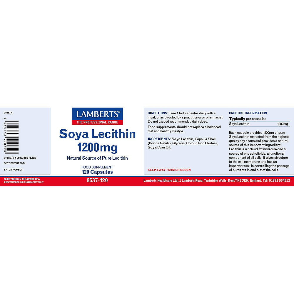 Lamberts Soya Lecithin Capsules 1200mg 120 capsules