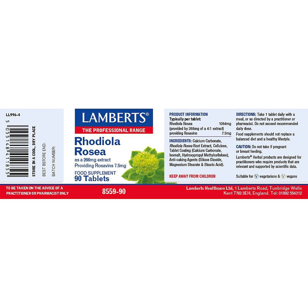 Lamberts Rhodiola Rosea 1200mg 90 tablets