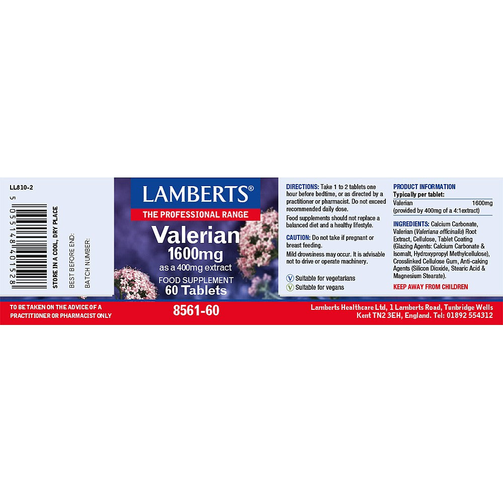 Lamberts Valerian 1600mg 60 tablets