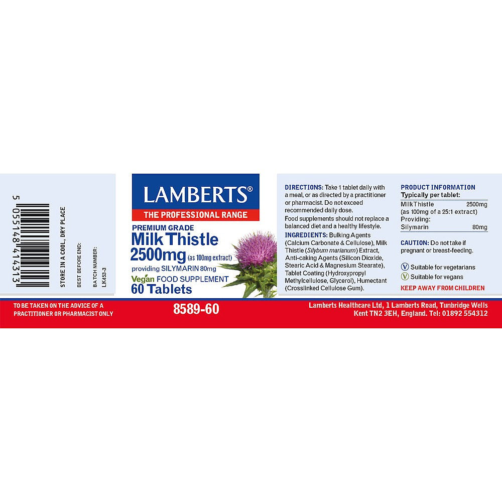 Lamberts Milk Thistle 2500mg 60 tablets