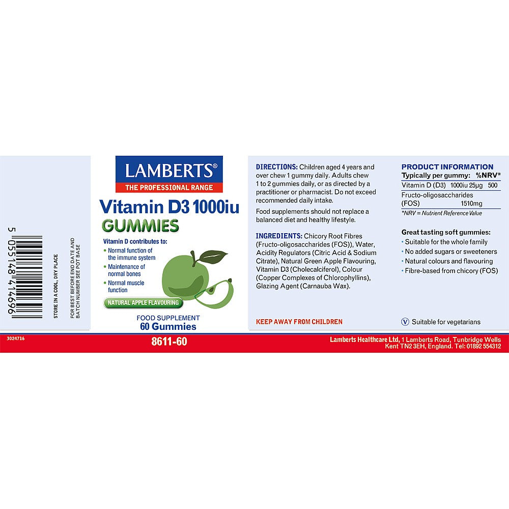 Lamberts Vitamin D3 Gummies 1000iu