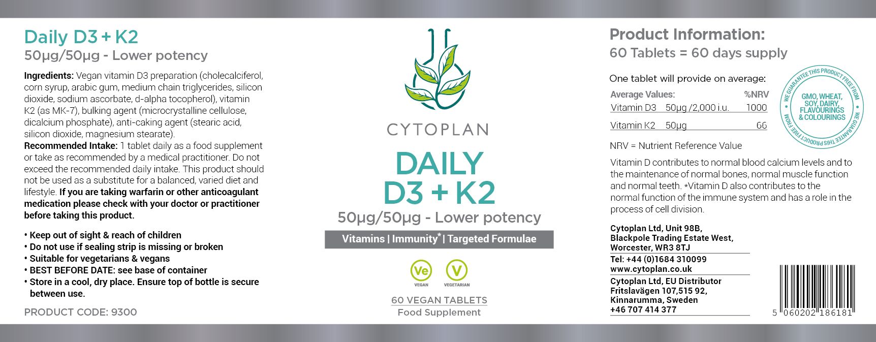 Cytoplan Daily D3 + K2