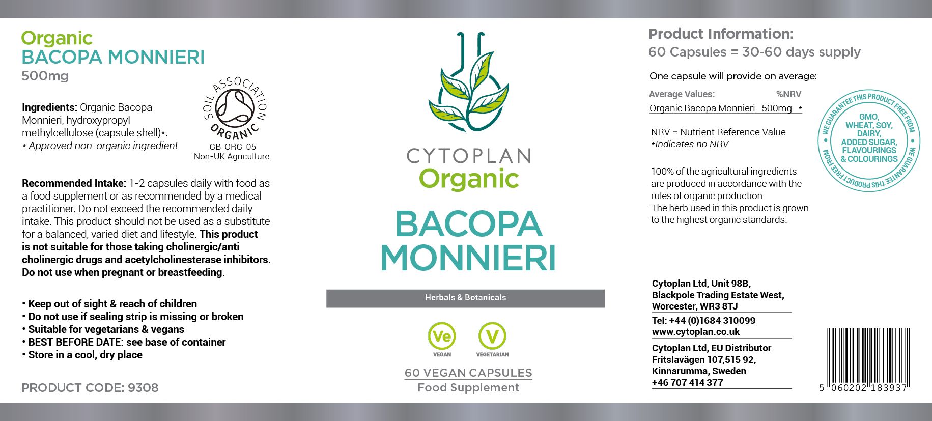 Cytoplan Organic Bacopa Monnieri