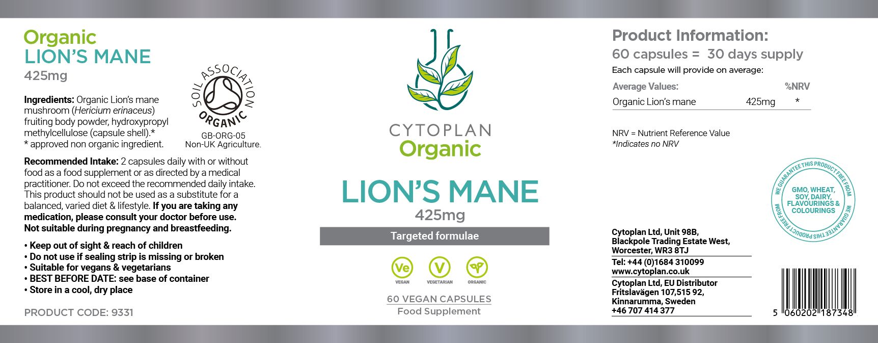 Cytoplan Organic Lion's Mane