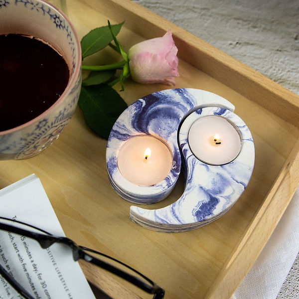 Corin Craft Ying and Yang Black Iris Tea Light Holders