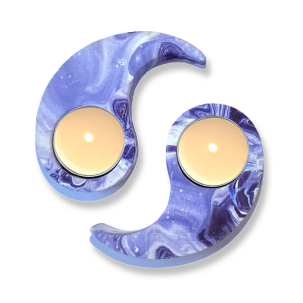 Corin Craft Ying and Yang Black Iris Tea Light Holders